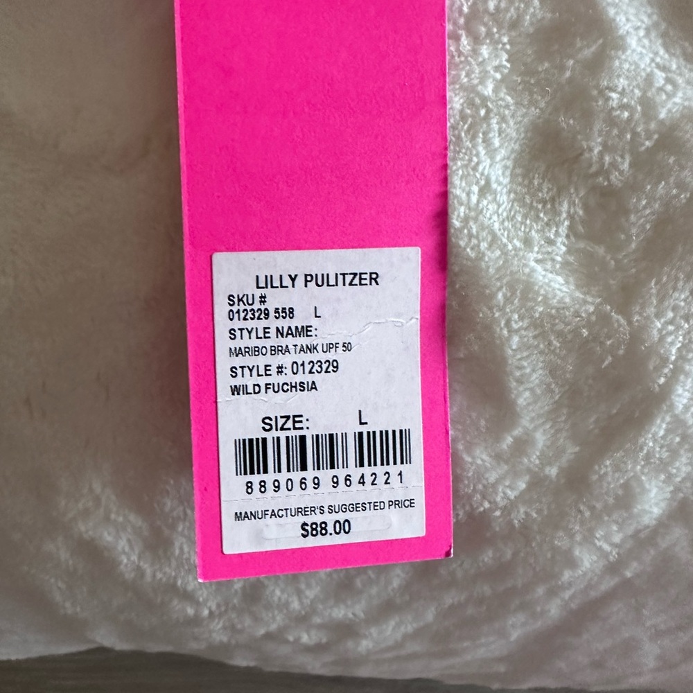 Lilly Pulitzer Athletica Tank/Built in Bra Top with ruffled straps Hot Pink NWT - Picture 3 of 3